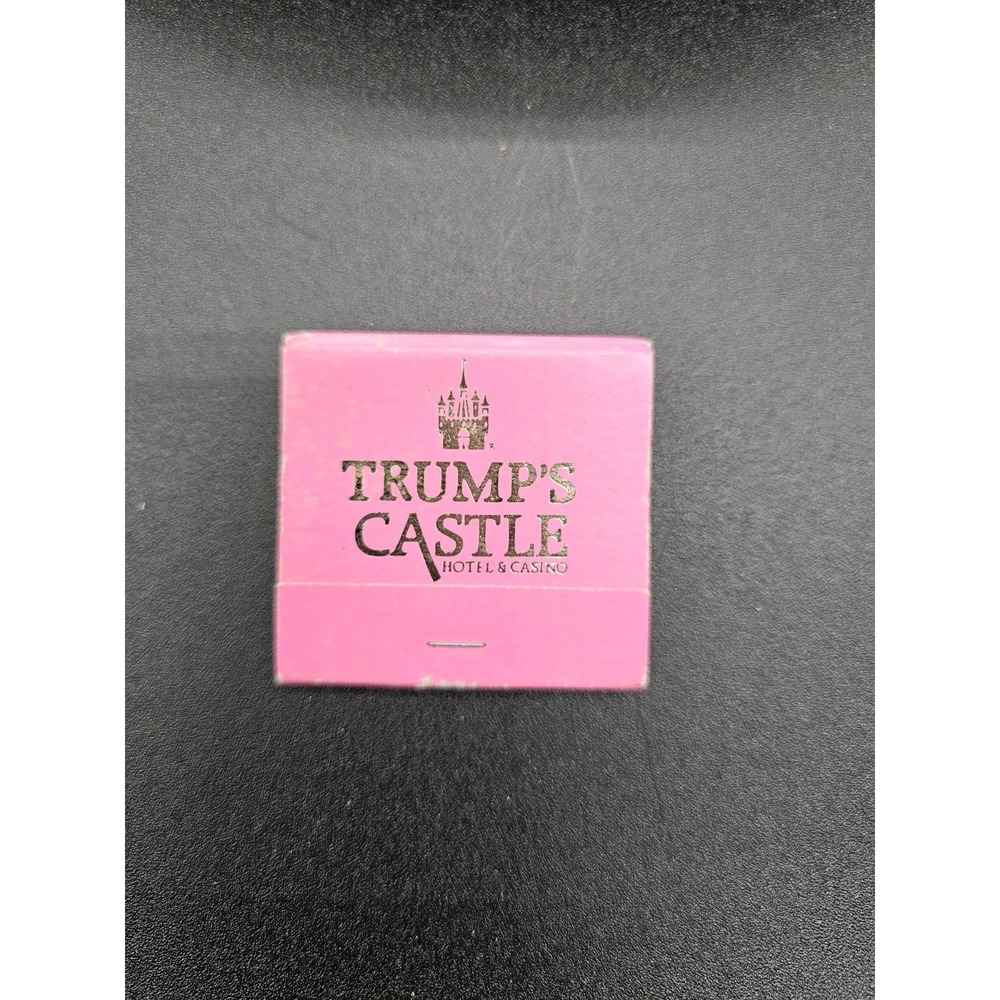 Vintage Trump's Castle Hotel & Casino Matchbook Gold Pink Matchbook ~ Unstruck